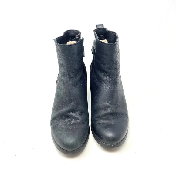 UGG Indra Wedge Booties Black Leather Size US 9 - Picture 4 of 7